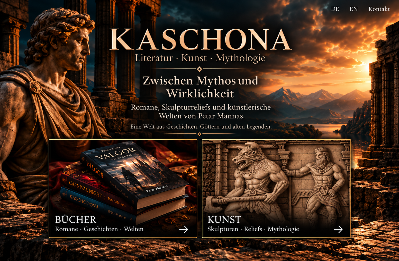 KASCHONA: Literatur, Kunst und Mythologie. Romane, Skulpturreliefs und künstlerische Welten von Petar Mannas.